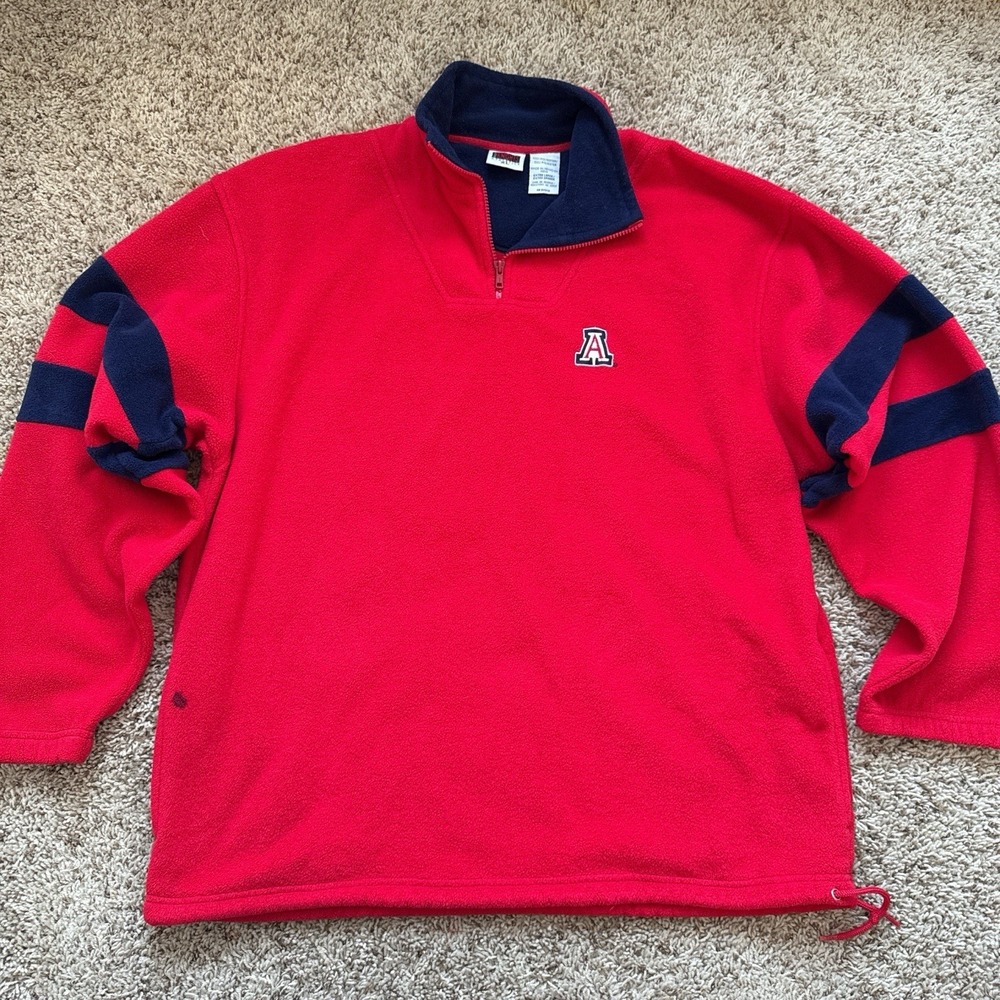 Vintage 90s Iron Knights Athletics 1/4 Zip Fleece Pullover - Red/Navy - Men's XL